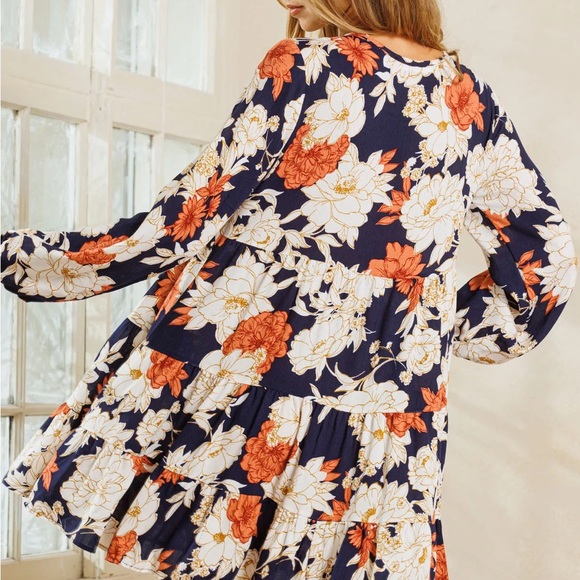 Floral Button Down Dress with Pockets - Picture 3 of 4